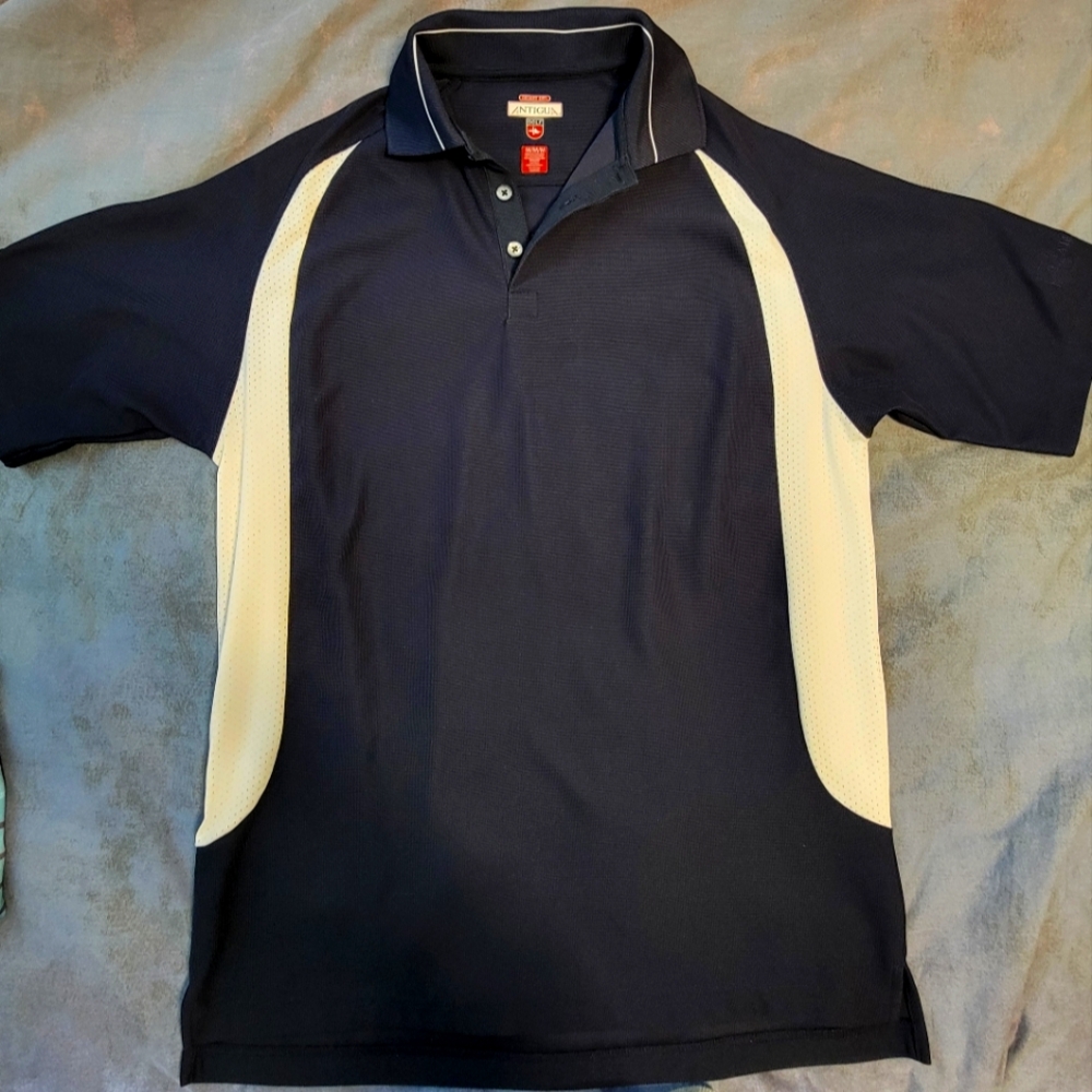 ANTIGUA Men's Navy and Cream Polo Shirt